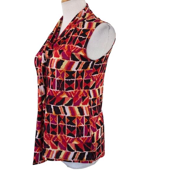 Rachel Rachel Slinky Blouse Sleeveless V Neck Geometric Motif Size Small - Picture 7 of 8